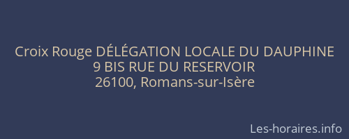 Croix Rouge DÉLÉGATION LOCALE DU DAUPHINE
