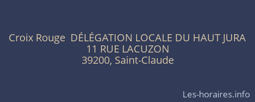 Croix Rouge  DÉLÉGATION LOCALE DU HAUT JURA