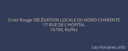 Croix Rouge DÉLÉGATION LOCALE DU NORD CHARENTE