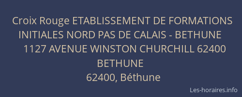 Croix Rouge ETABLISSEMENT DE FORMATIONS INITIALES NORD PAS DE CALAIS - BETHUNE