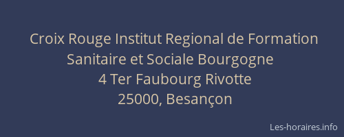 Croix Rouge Institut Regional de Formation Sanitaire et Sociale Bourgogne