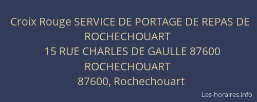 Croix Rouge SERVICE DE PORTAGE DE REPAS DE ROCHECHOUART