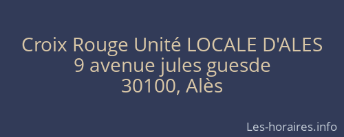 Croix Rouge Unité LOCALE D'ALES