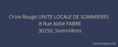 Croix Rouge UNITE LOCALE DE SOMMIERES