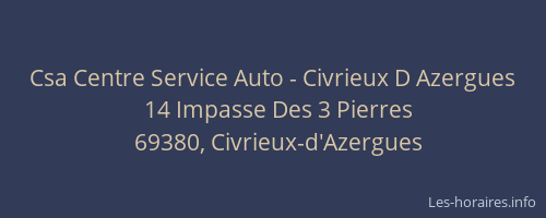 Csa Centre Service Auto - Civrieux D Azergues