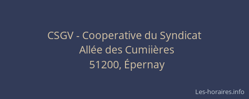 CSGV - Cooperative du Syndicat