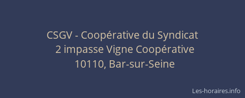 CSGV - Coopérative du Syndicat