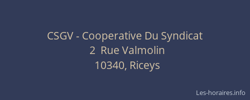 CSGV - Cooperative Du Syndicat