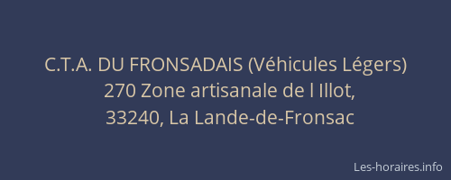 C.T.A. DU FRONSADAIS (V&eacute;hicules L&eacute;gers)