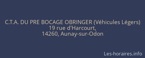 C.T.A. DU PRE BOCAGE OBRINGER (Véhicules Légers)