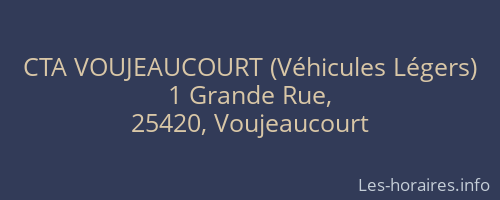 CTA VOUJEAUCOURT (Véhicules Légers)