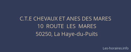 C.T.E CHEVAUX ET ANES DES MARES