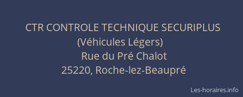 CTR CONTROLE TECHNIQUE SECURIPLUS (V&eacute;hicules L&eacute;gers)