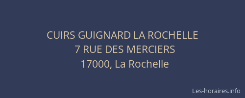 CUIRS GUIGNARD LA ROCHELLE