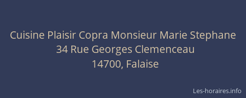 Cuisine Plaisir Copra Monsieur Marie Stephane