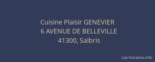 Cuisine Plaisir GENEVIER