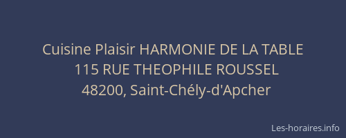 Cuisine Plaisir HARMONIE DE LA TABLE