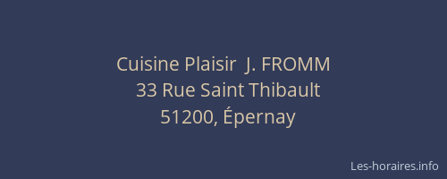 Cuisine Plaisir  J. FROMM