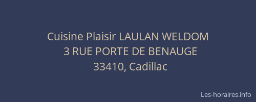 Cuisine Plaisir LAULAN WELDOM