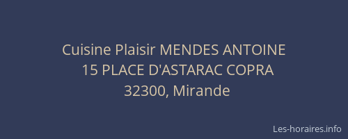 Cuisine Plaisir MENDES ANTOINE