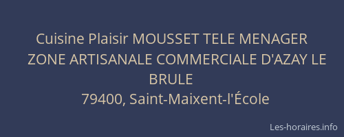 Cuisine Plaisir MOUSSET TELE MENAGER