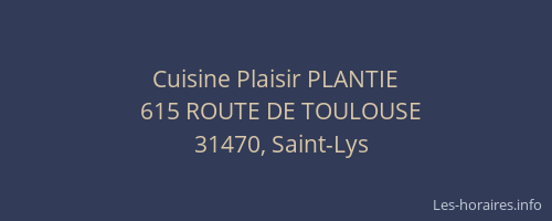 Cuisine Plaisir PLANTIE