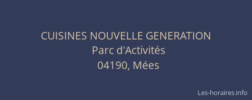 CUISINES NOUVELLE GENERATION