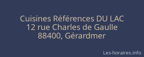 Cuisines Références DU LAC