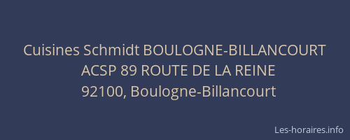 Cuisines Schmidt BOULOGNE-BILLANCOURT