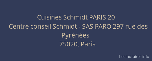 Cuisines Schmidt PARIS 20