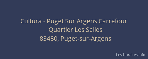 Cultura - Puget Sur Argens Carrefour