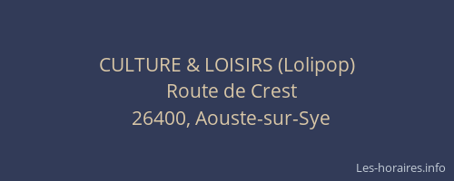 CULTURE & LOISIRS (Lolipop)