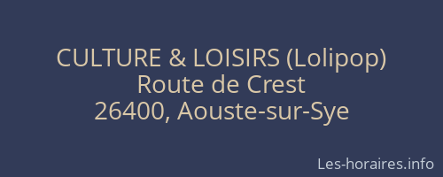 CULTURE & LOISIRS (Lolipop)