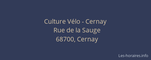 Culture Vélo - Cernay