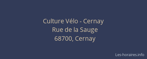 Culture V&eacute;lo - Cernay