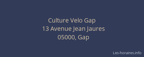 Culture Velo Gap