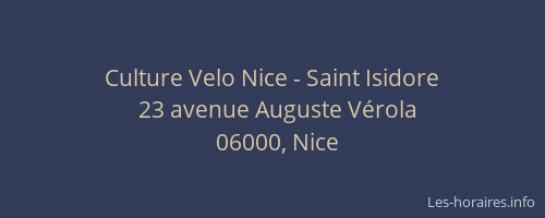 Culture Velo Nice - Saint Isidore