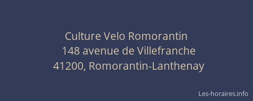 Culture Velo Romorantin