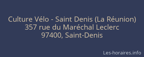Culture Vélo - Saint Denis (La Réunion)