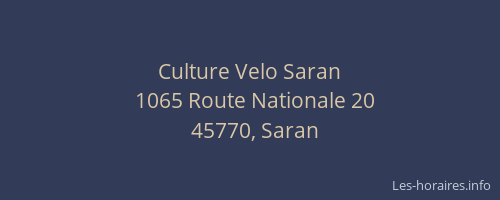 Culture Velo Saran