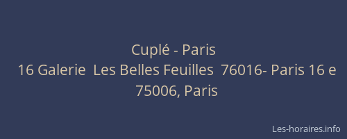 Cuplé - Paris