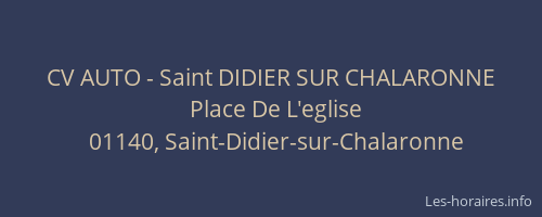 CV AUTO - Saint DIDIER SUR CHALARONNE