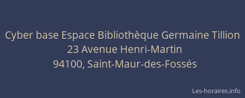 Cyber base Espace Biblioth&egrave;que Germaine Tillion