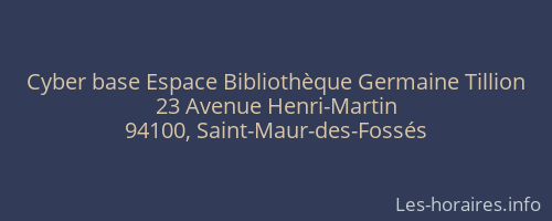Cyber base Espace Bibliothèque Germaine Tillion