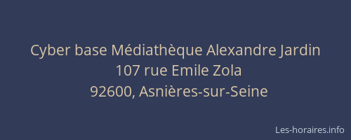 Cyber base Médiathèque Alexandre Jardin