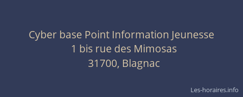 Cyber base Point Information Jeunesse