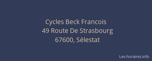 Cycles Beck Francois