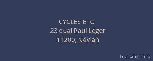 CYCLES ETC