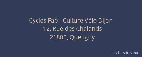 Cycles Fab - Culture V&eacute;lo Dijon