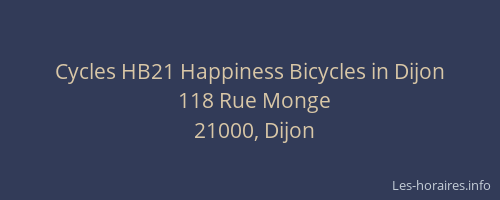 Cycles HB21 Happiness Bicycles in Dijon